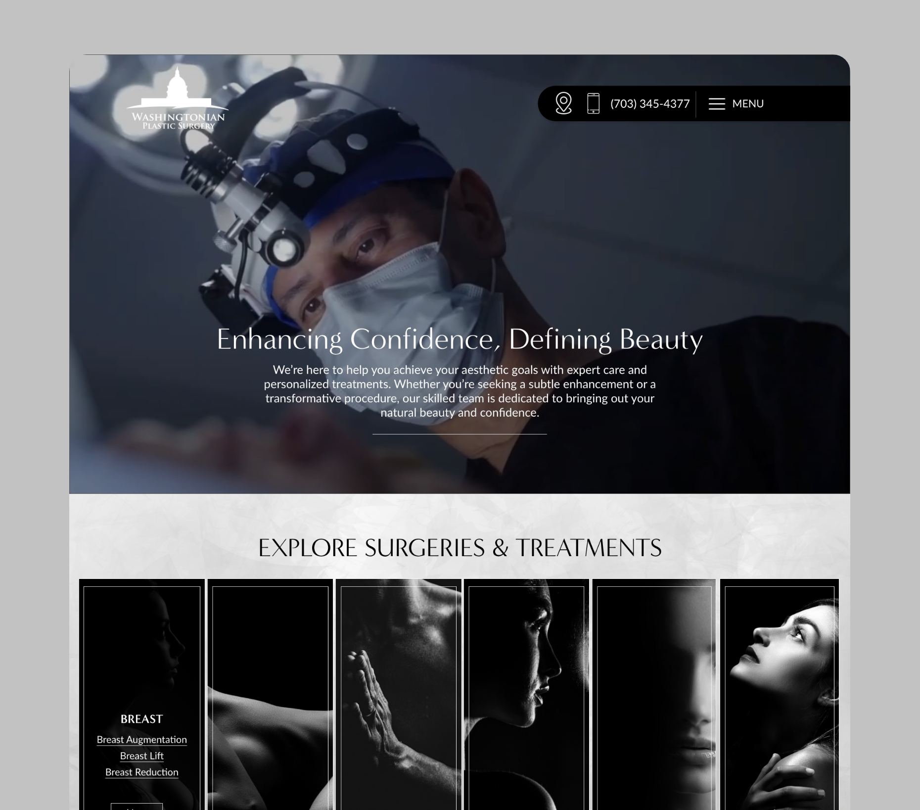 Plastic surgery and aesthetic treatments website – Washingtonian Plastic Surgery
