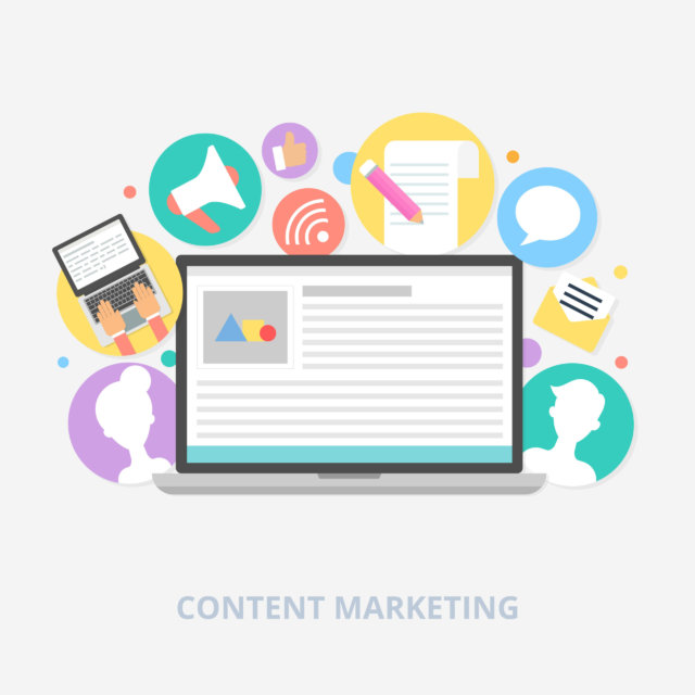 Content marketing concept, vector illustration