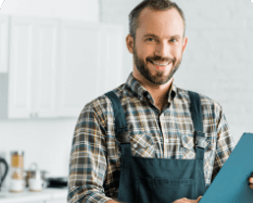 Home services professional with tablet – tailored marketing strategies for contractors and home service providers by NOVA Advertising.