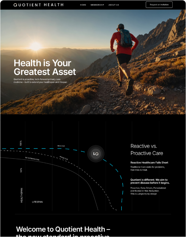Quotient Health custom website design by NOVA Advertising