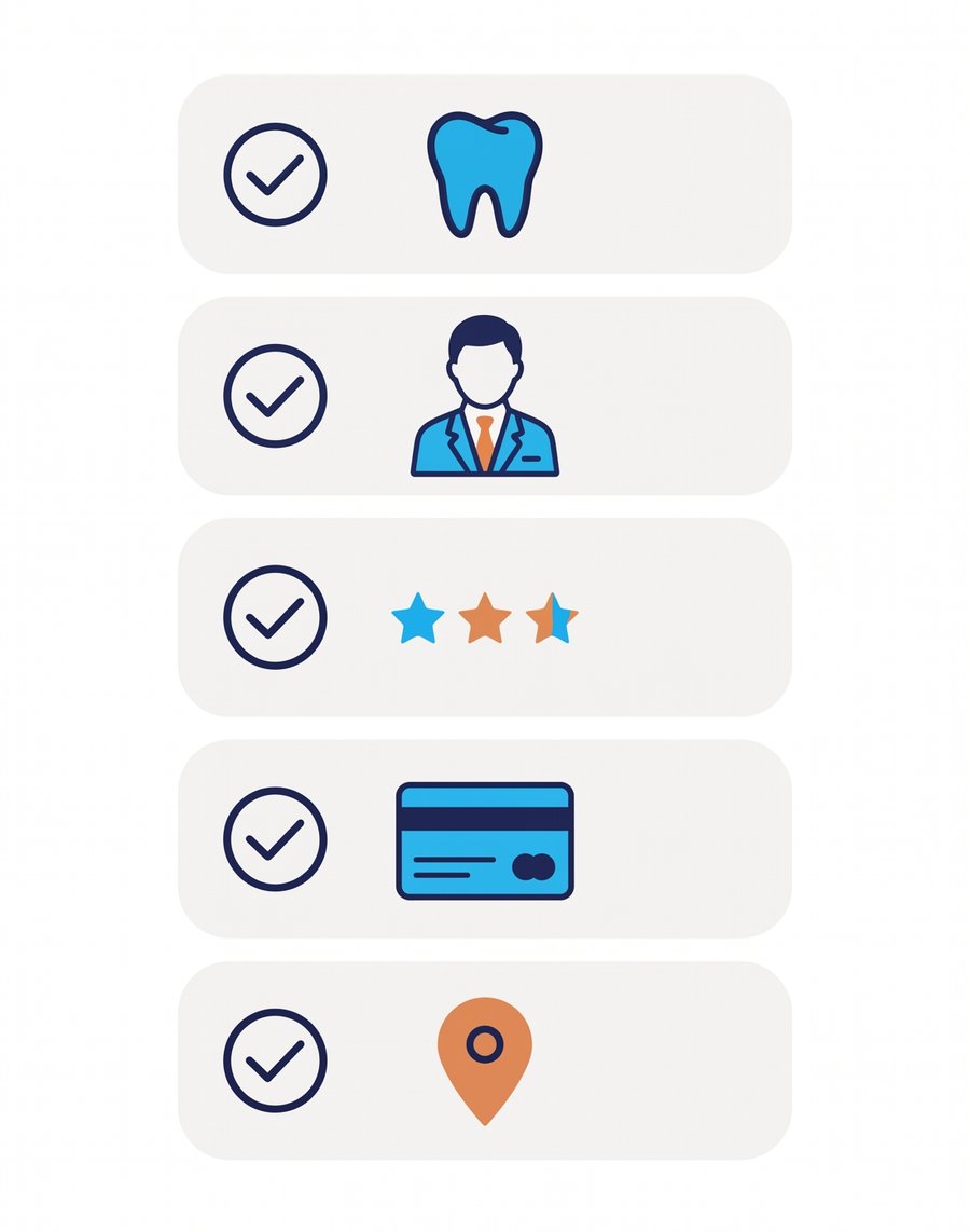 AI Search for Dentists: How to Get Recommended by ChatGPT, Gemini, and Google AI Overviews 2 Illustrated checklist of AI search readiness for dental practices: service pages, dentist bios, reviews, insurance info, and Google Business Profile