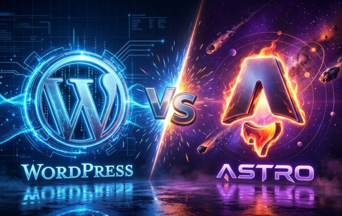 WordPress vs. Astro comparison graphic