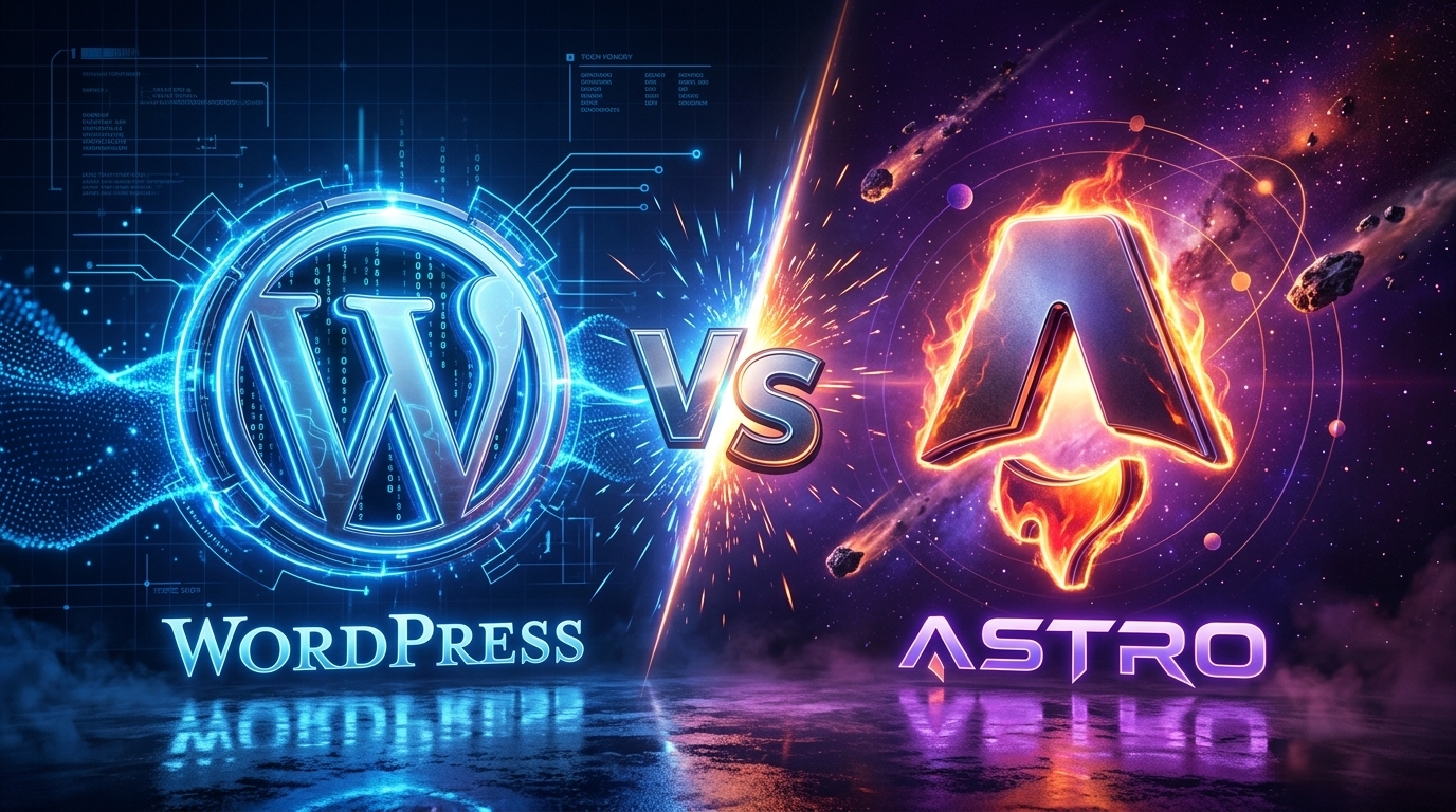WordPress vs. Astro comparison graphic